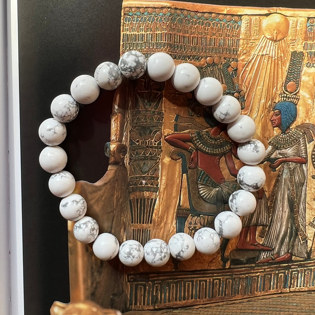 Bratara howlit alb 8 mm, pietre semipretioase, DRUZY.RO 2