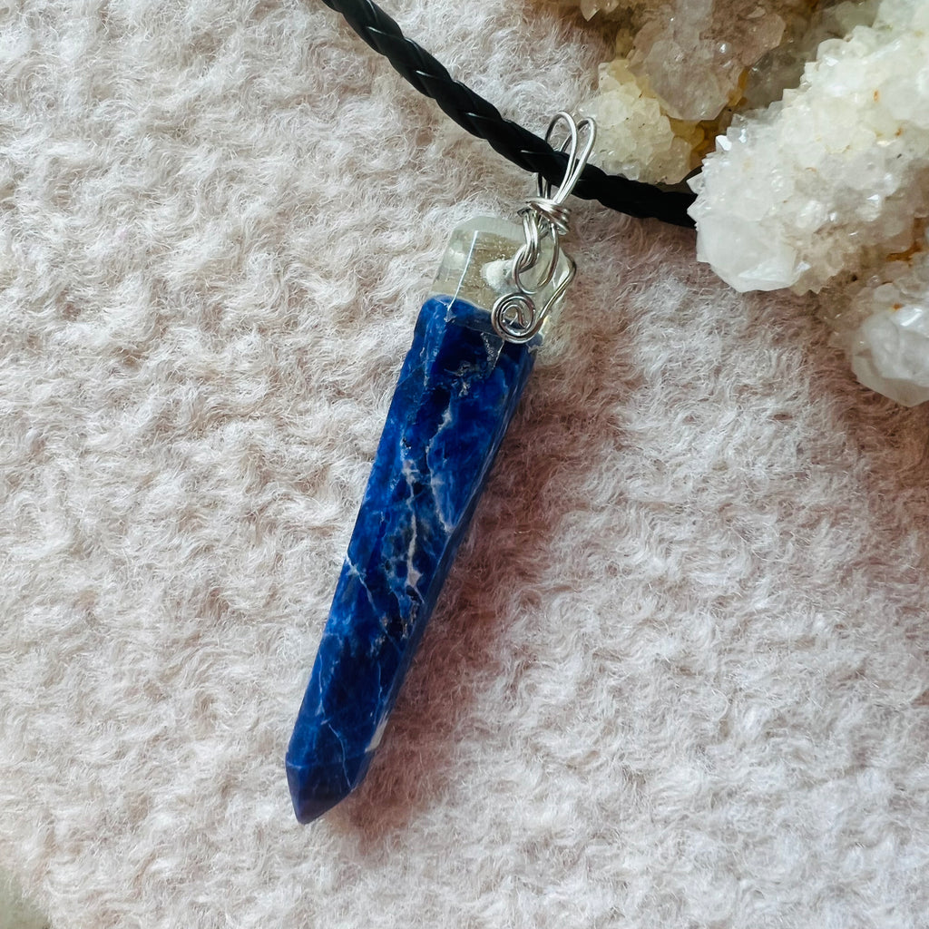 Colier pandantiv sodalit argint wire, druzy.ro, cristale 6