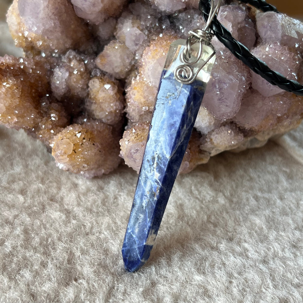 Colier pandantiv sodalit argint wire, druzy.ro, cristale 1