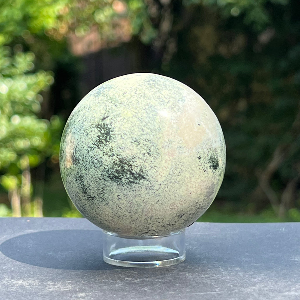 Serpentin leopard sfera m2, druzy.ro, cristale 3
