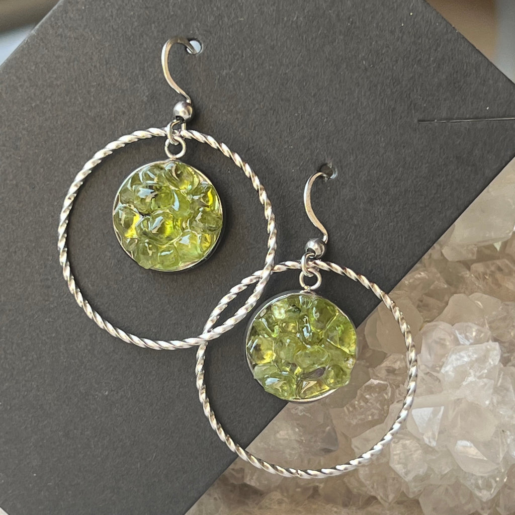 Cercei peridot Amplify, druzy.ro, cristale 2