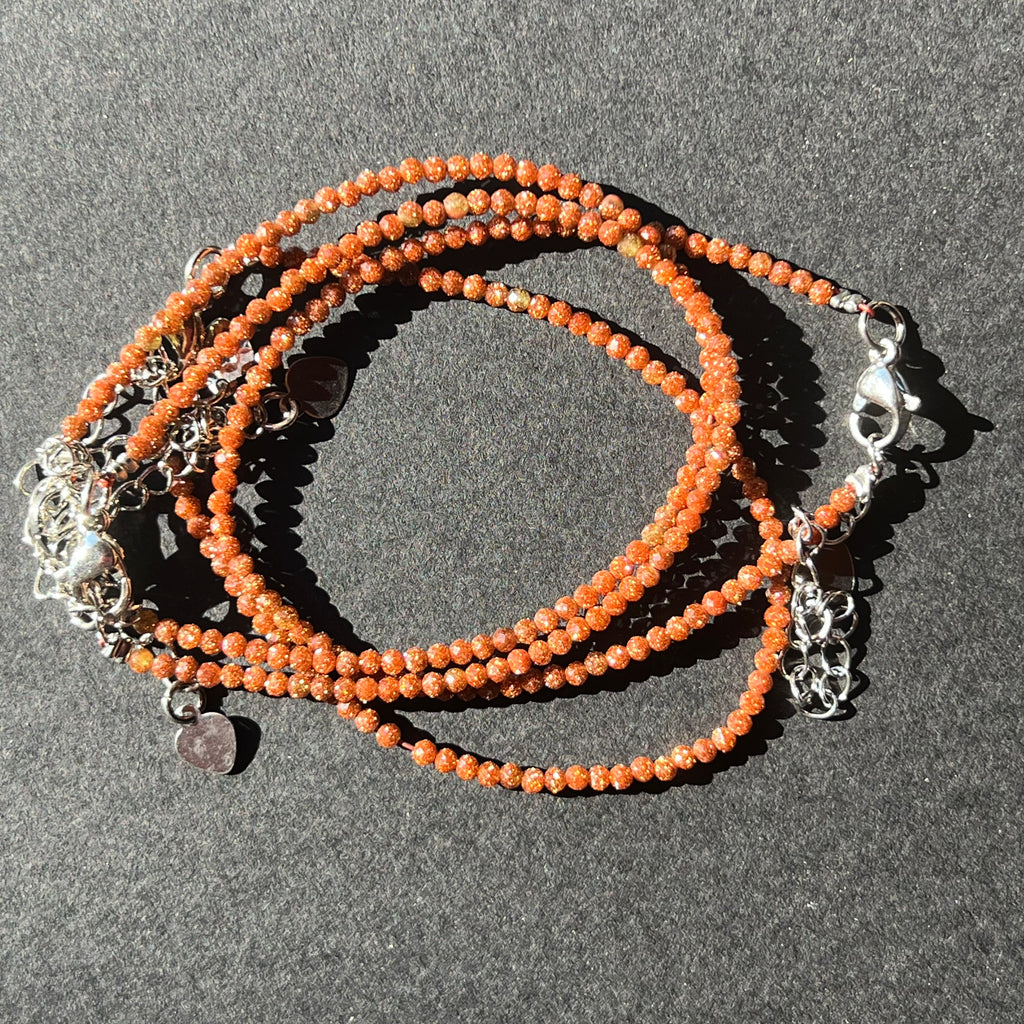 Bratara nisipit (Sandstone) portocaliu 2 mm, pietre semipretioase, DRUZY.RO 2