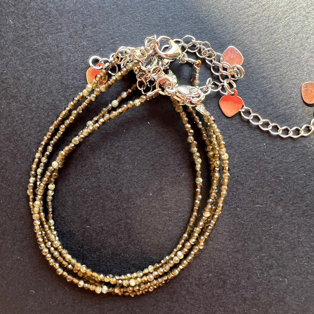 Bratara obsidian auriu curcubeu 2mm, pietre semipretioase, DRUZY.RO 1