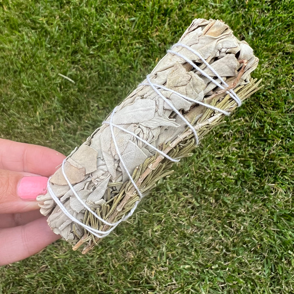Buchet Salvie Alba cu rozmarin 10-11 cm, druzy.ro, cristale 2