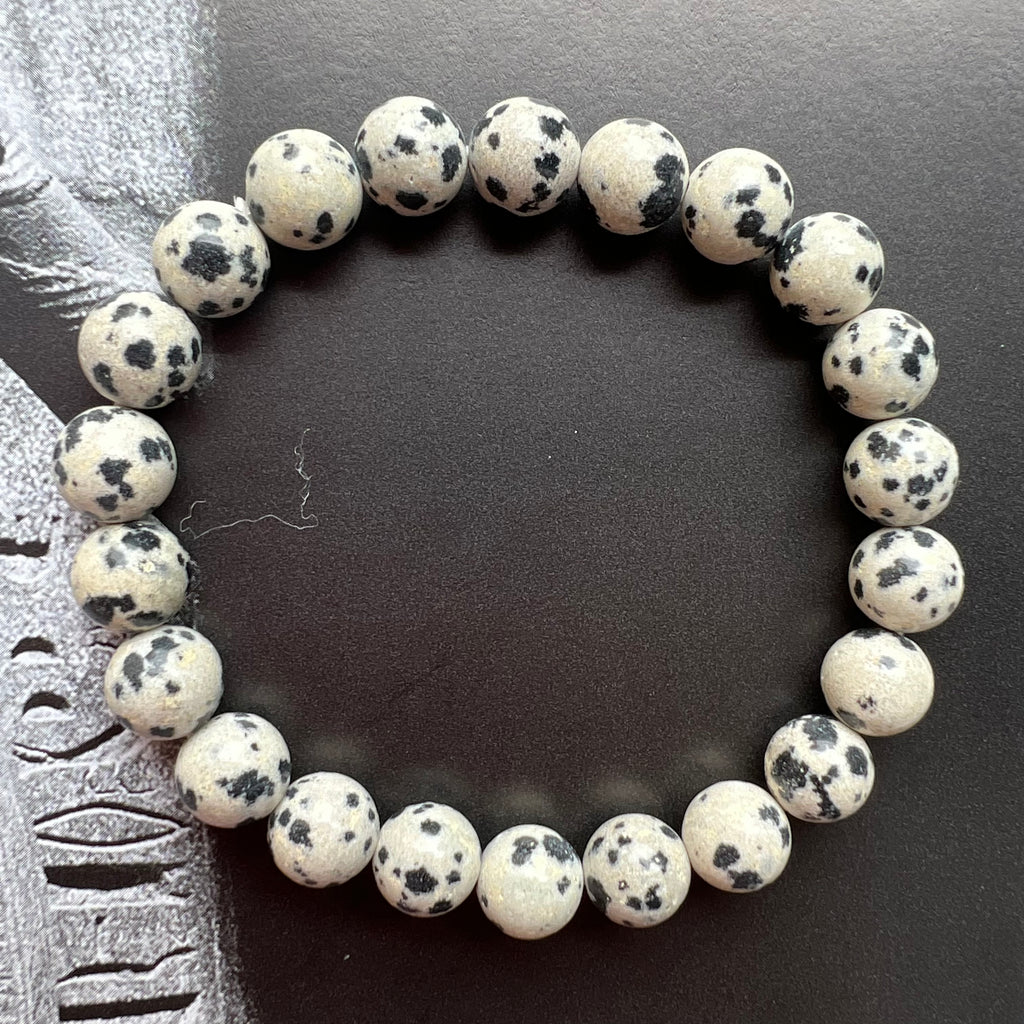 Bratara jasp dalmatian 8 mm, pietre semipretioase, DRUZY.RO 1