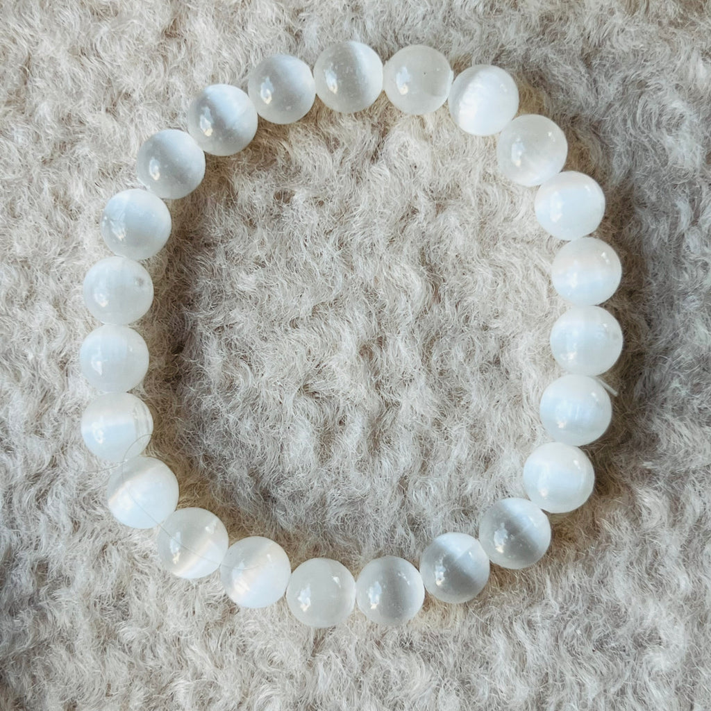 Bratara selenit 8 mm, pietre semipretioase, DRUZY.RO 2