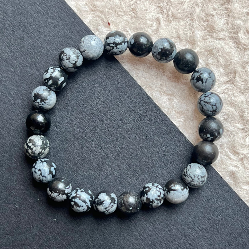 Bratara obisidian fulgi de zapada 8mm, pietre semipretioase, DRUZY.RO 1