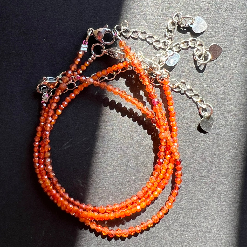 Bratara granat portocaliu 2 mm, pietre semipretioase, DRUZY.RO 3
