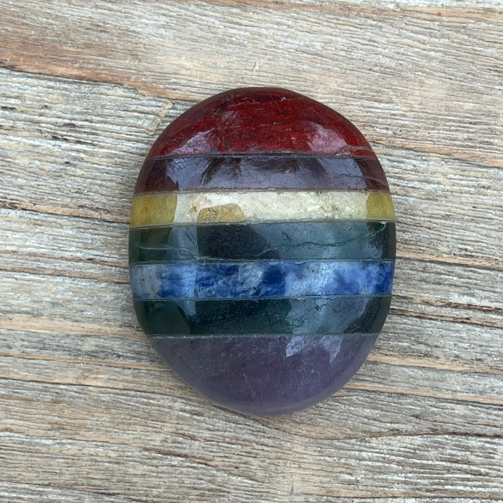 Worry stone 7 chakre 4.5 cm, druzy.ro, cristale 2