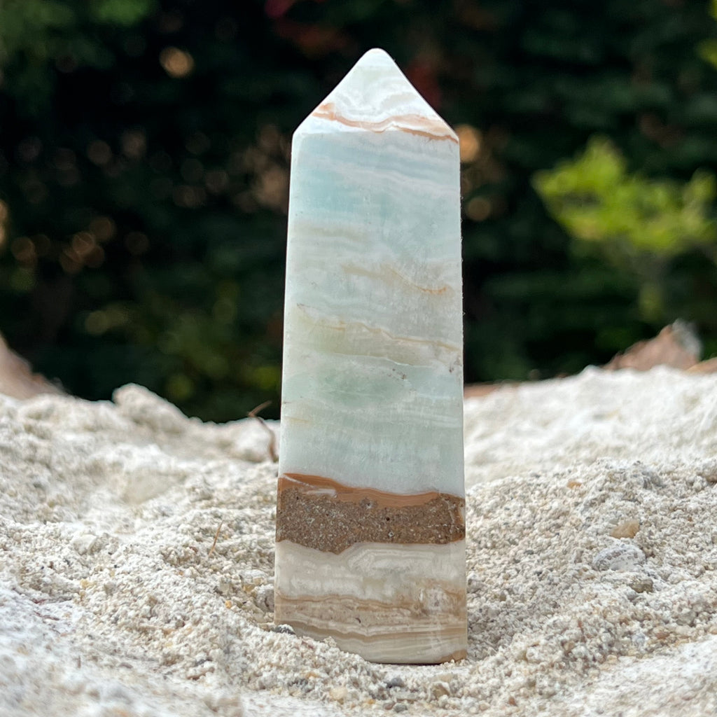 Turn/obelisc calcit albastru caraibe m5, druzy.ro, cristale 2