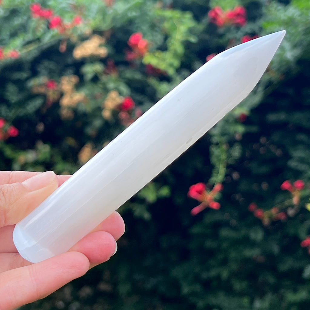 Bagheta selenit varf 15 cm, druzy.ro, cristale 3