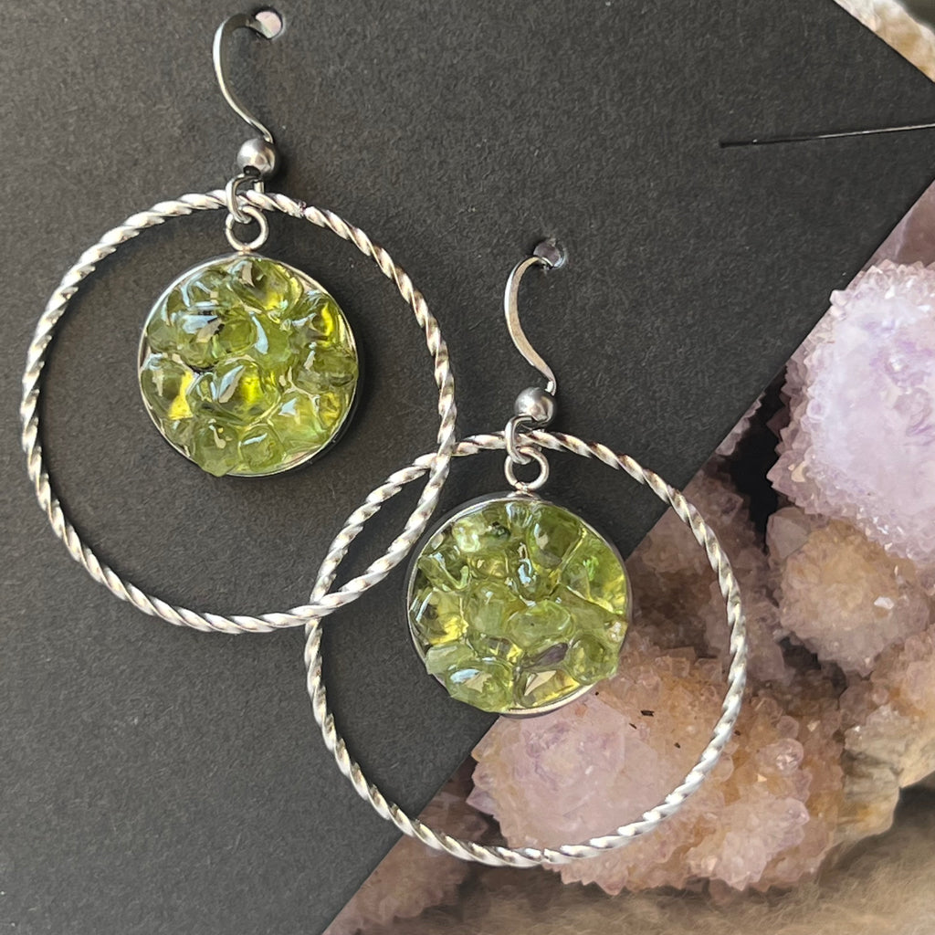 Cercei peridot Amplify, druzy.ro, cristale 1
