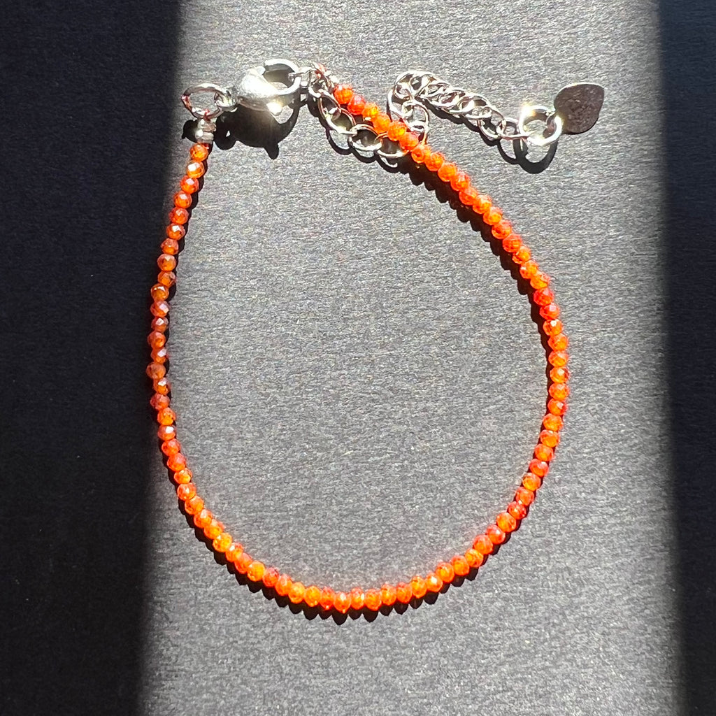 Bratara granat portocaliu 2 mm, pietre semipretioase, DRUZY.RO 5