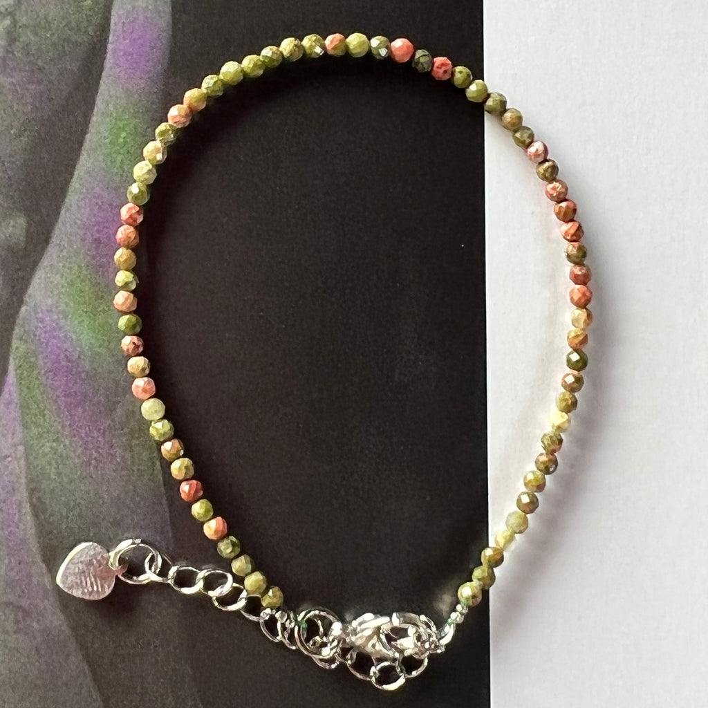 Bratara unakit 2 mm reglabila, pietre semipretioase, DRUZY.RO 5