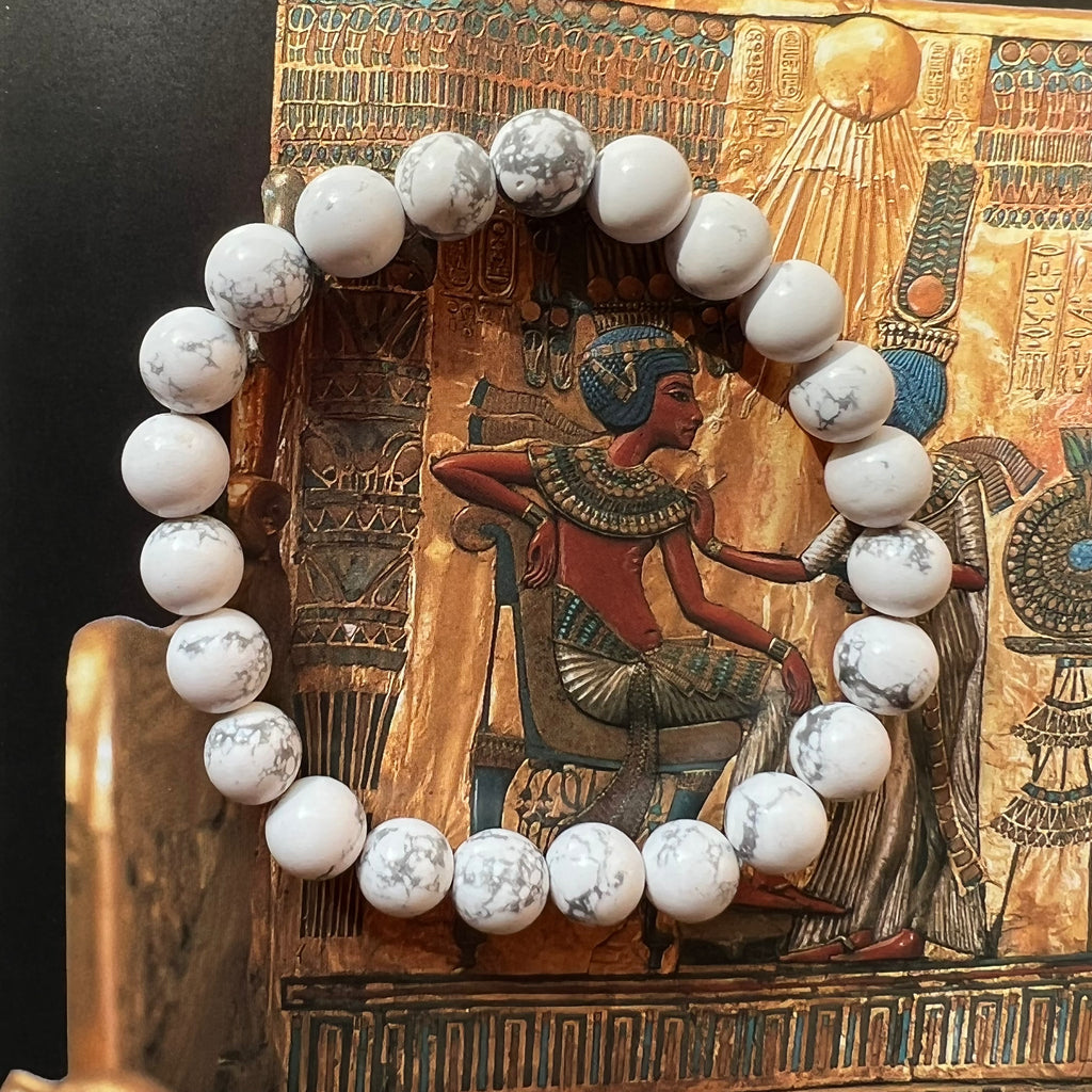 Bratara howlit alb 8 mm, pietre semipretioase, DRUZY.RO 1