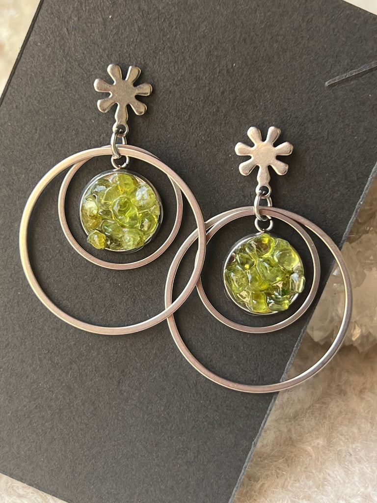 Cercei peridot Cycles, druzy.ro, cristale 2