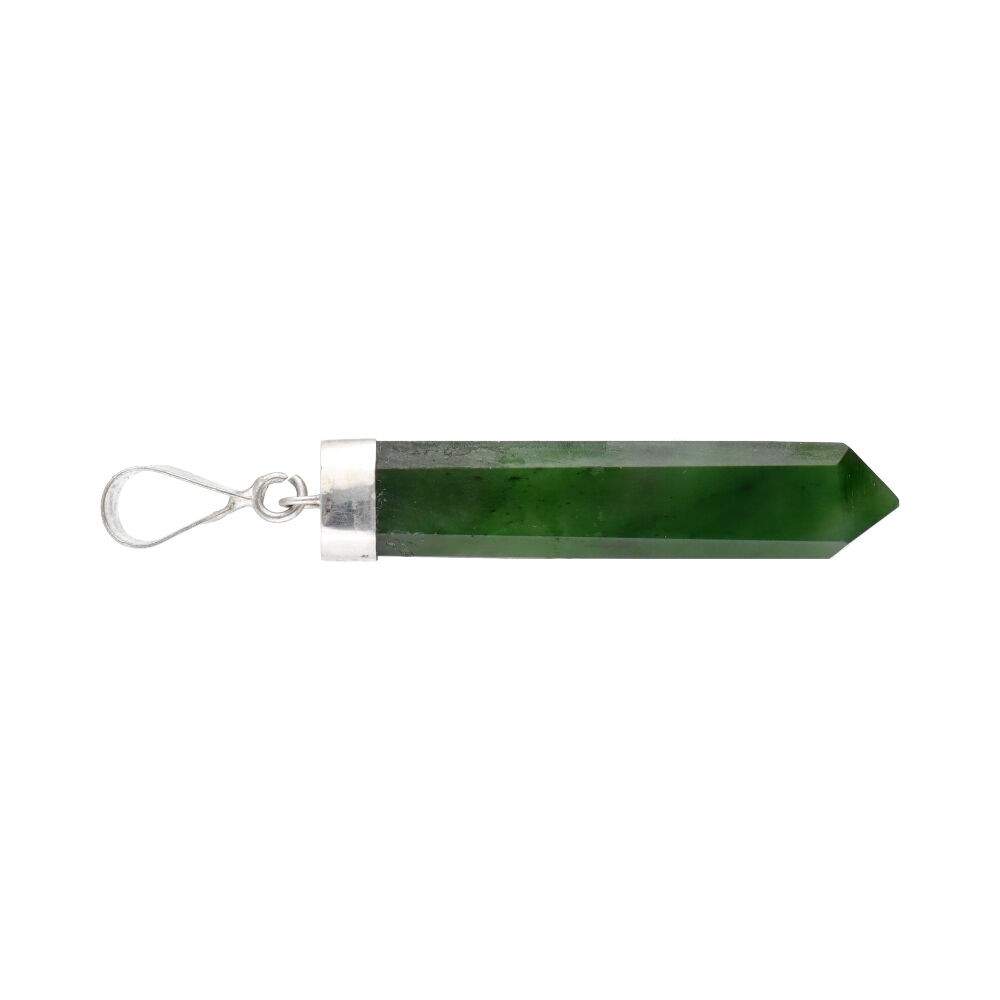 Pandantiv jad verde nefrit POINT din argint, pietre semipretioase - druzy.ro 2 