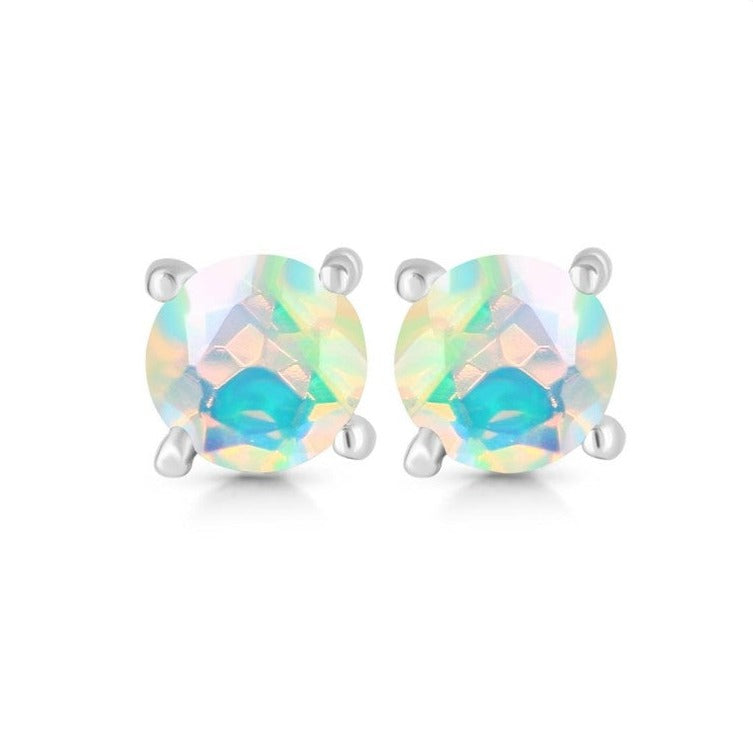 Cercei stud opal din argint 4 mm Round, druzy.ro, pietre semipretioase 3