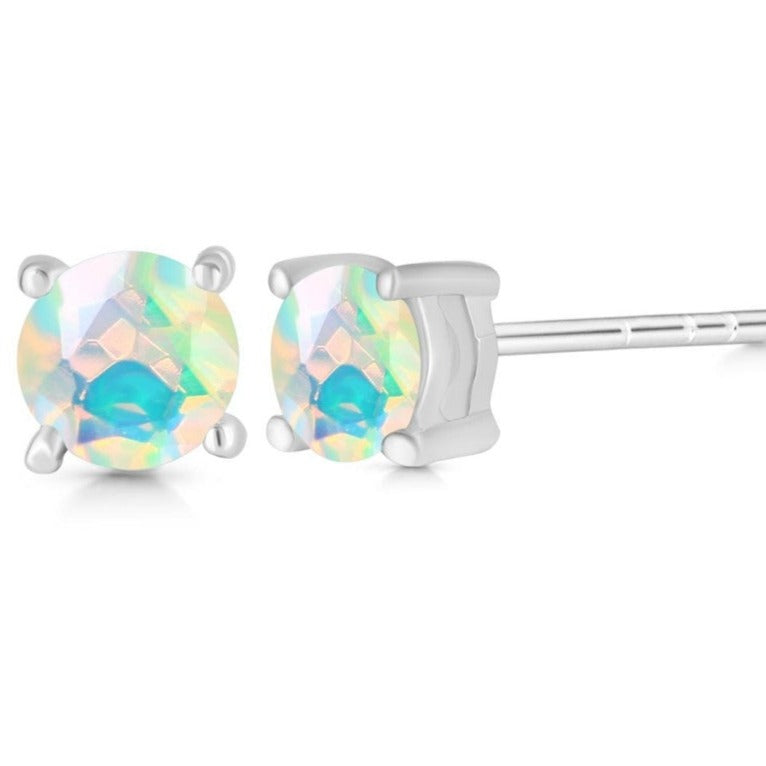 Cercei stud opal din argint 4 mm Round, druzy.ro, pietre semipretioase 4