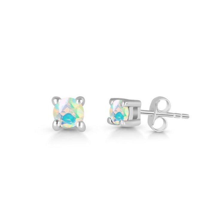 Cercei stud opal din argint 3 mm Round, druzy.ro, pietre semipretioase 3