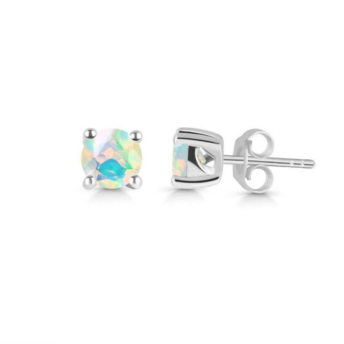 Cercei stud opal din argint 5 mm Round, druzy.ro, pietre semipretioase 4