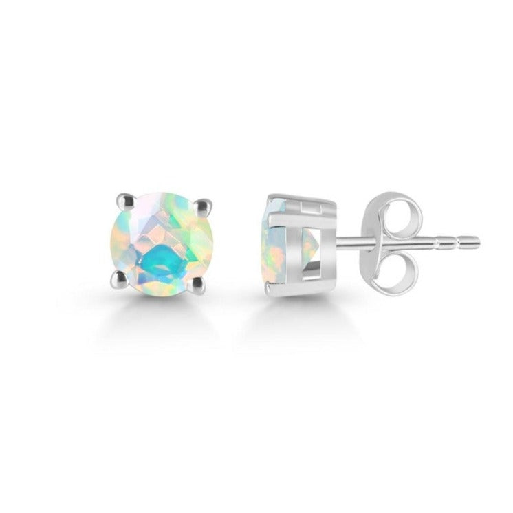 Cercei stud opal din argint 6 mm Round, druzy.ro, pietre semipretioase 3