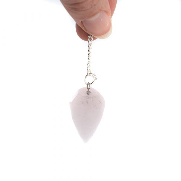 Pendul cuart roz "Diamond cut" cu bila cuart, druzy.ro, cristale 3
