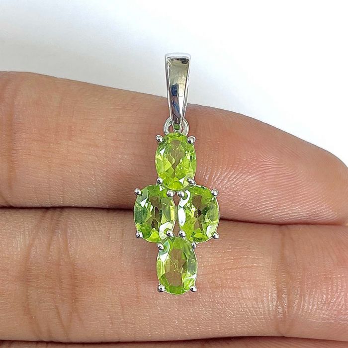 Pandantiv peridot din argint | Model 1, pietre semipretioase - druzy.ro 1 