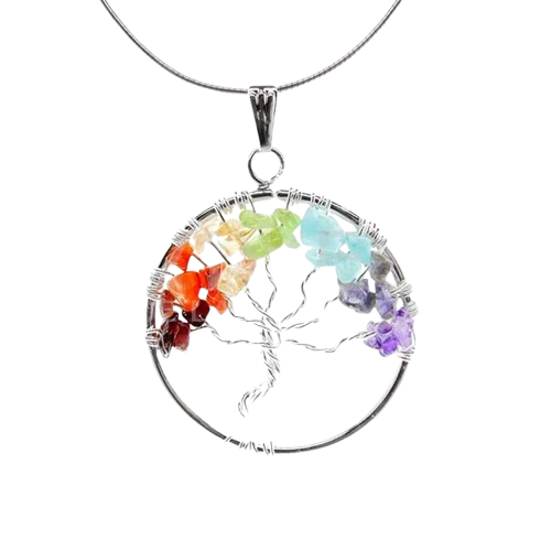 Pandantiv 7 chakre Tree of Life, pietre semipretioase - druzy.ro 1 