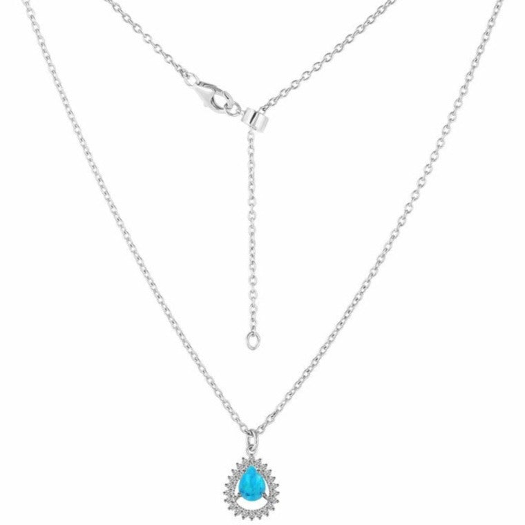 Colier turcoaz din argint, topaz alb Pear, druzy.ro, pietre semipretioase 3