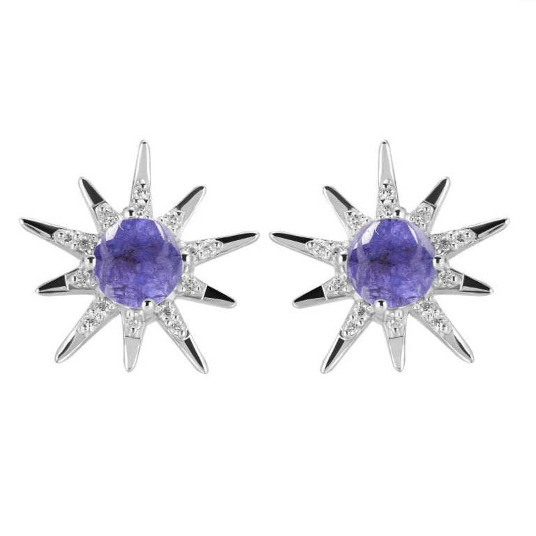 Cercei stud tanzanit, topaz din argint Star, druzy.ro, pietre semipretioase 1