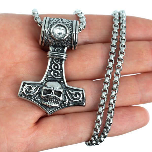 Colier Viking Thor's Mjölnir & Schelet, druzy.ro, cristale 1