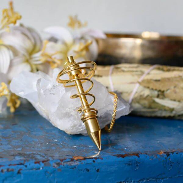 Pendul metal spirala, druzy.ro, cristale 2