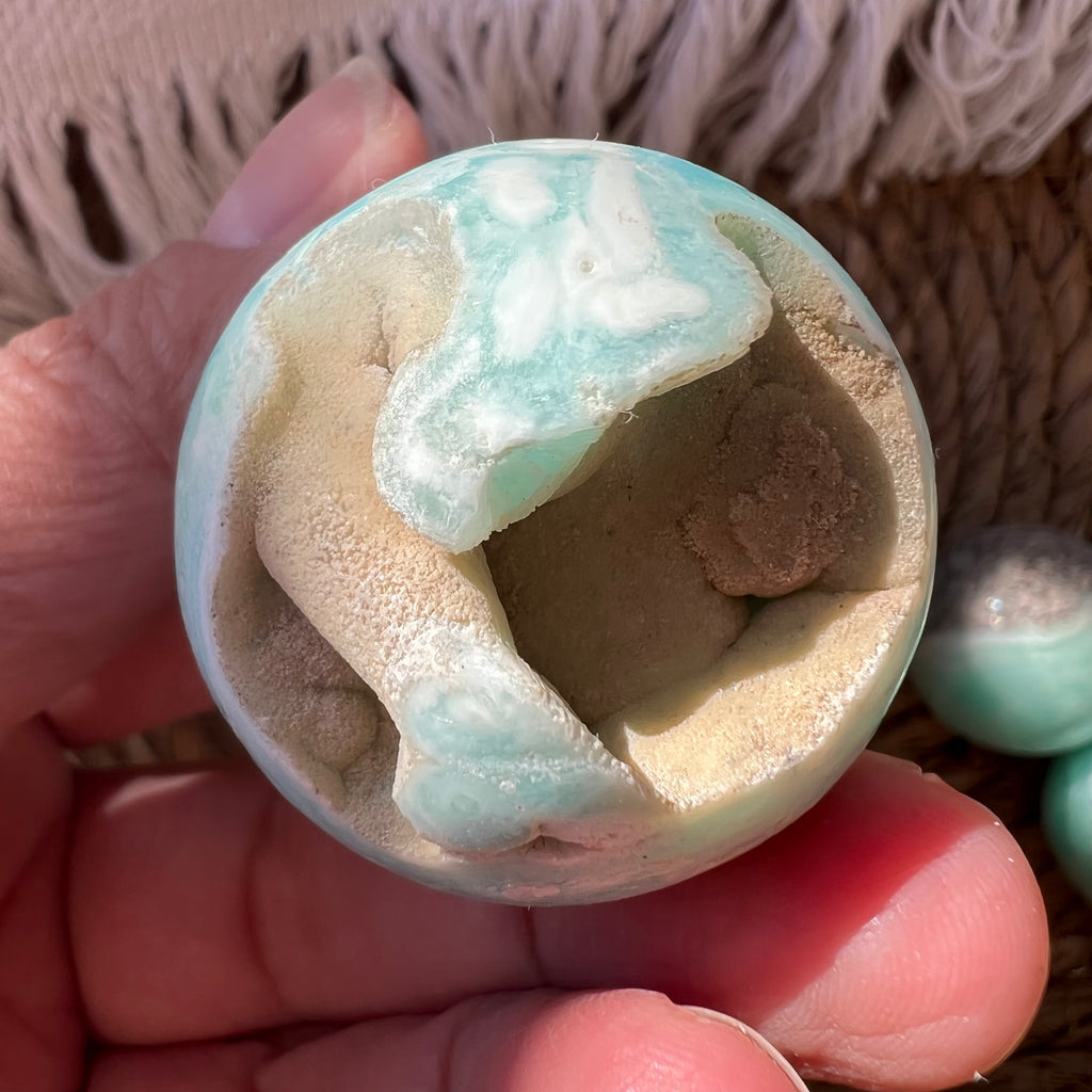 Sfera aragonit albastru m3, druzy.ro, cristale 4