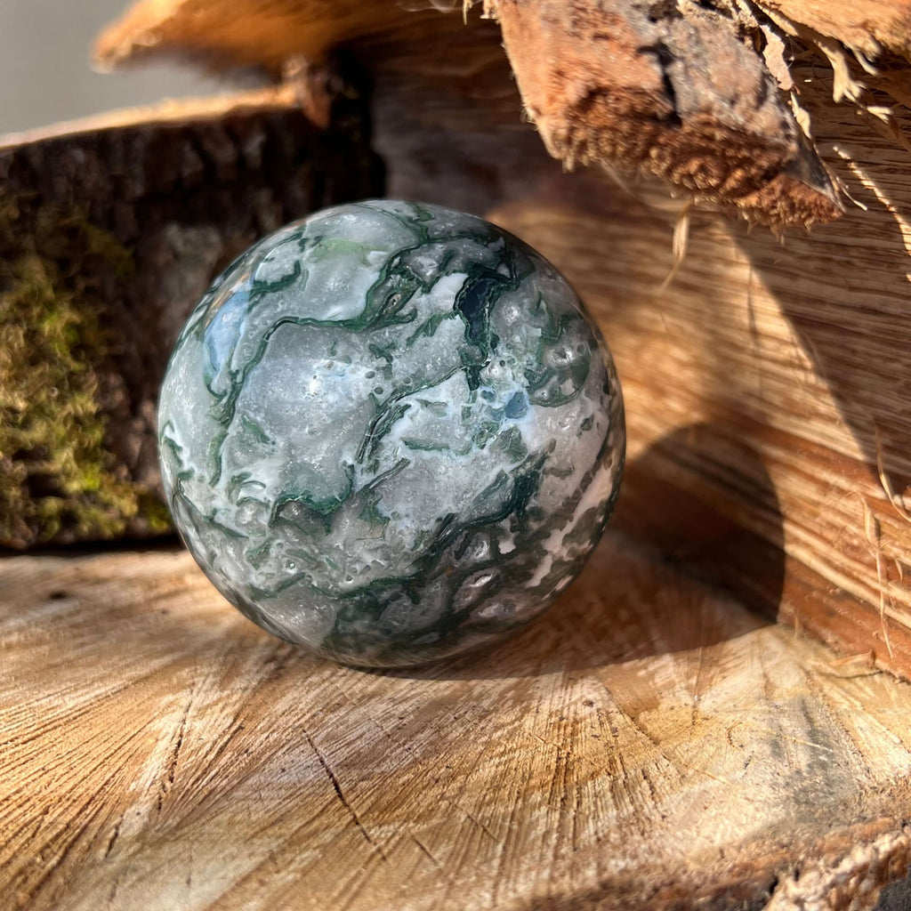 Sfera agat muschi / moss model 3, druzy.ro, cristale 2