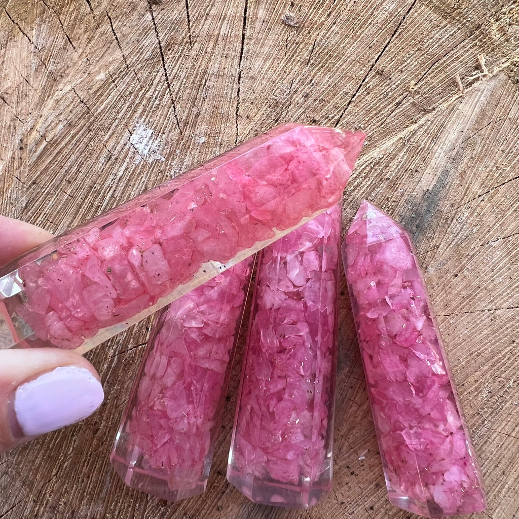 Obelisc orgonit cuart roz 7-8 cm, druzy.ro, cristale 2
